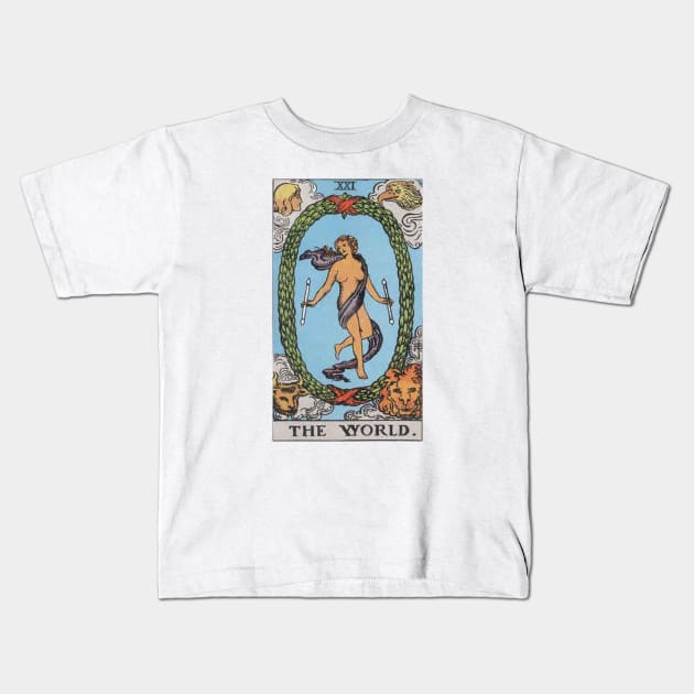 Tarot Deck - Major Arcana - XXI - The World Kids T-Shirt by sezinun